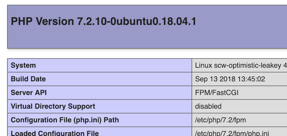 PHP Info for PHP 7.2